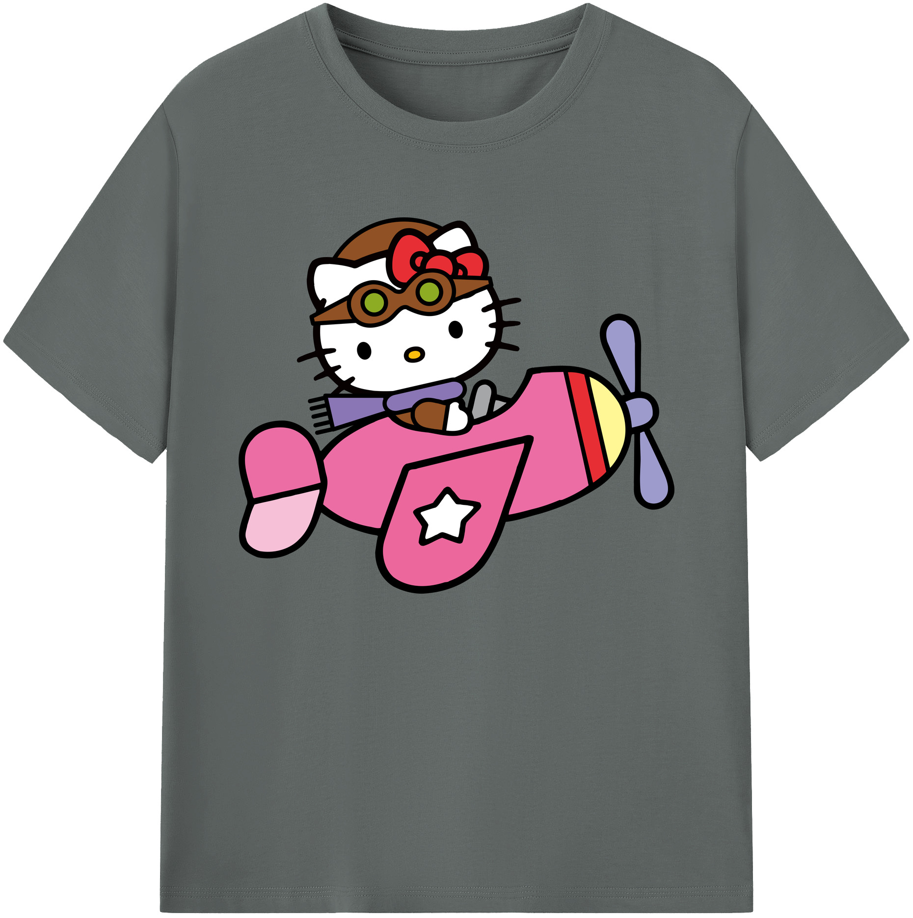 （画像用） Hello Kitty ハローキティ 綿100％ メンズ半袖Tシャツ｜肌触りやわらか＆通気性